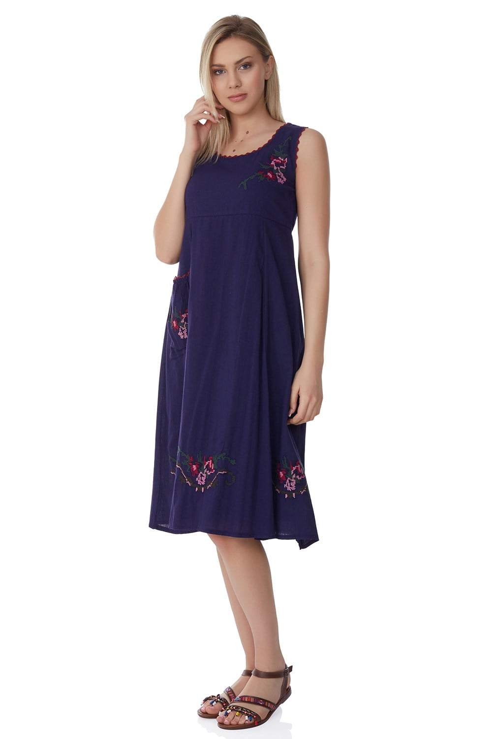 Sleeveless Sile Fabric Burçak Midi Dress Purple