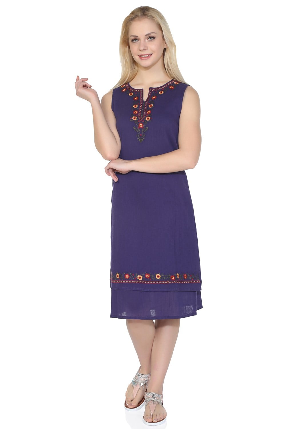 Sleeveless Sile Fabric Sibel Dress Purple