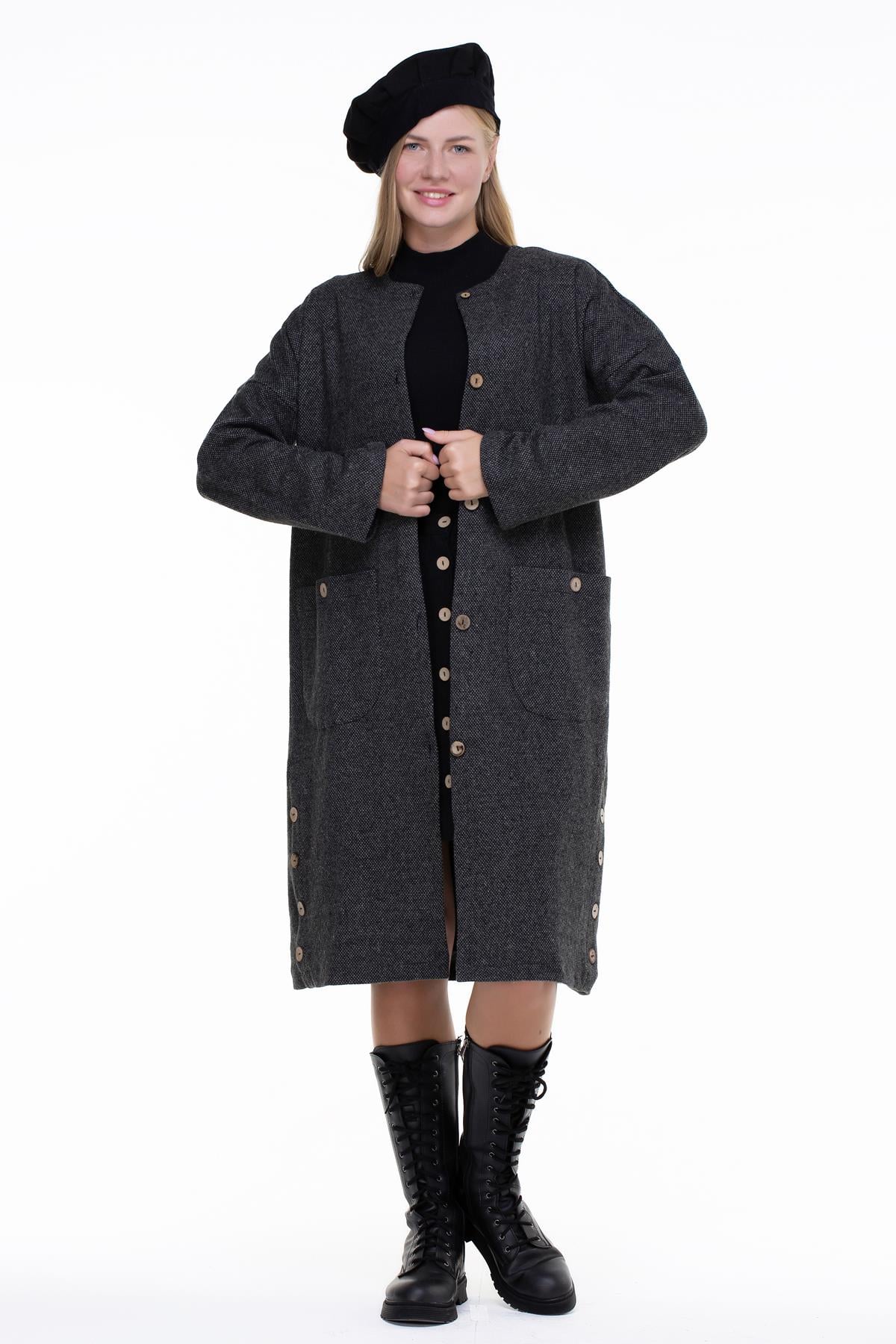Kore İnterlog Long Vest Kar Pattern Khaki