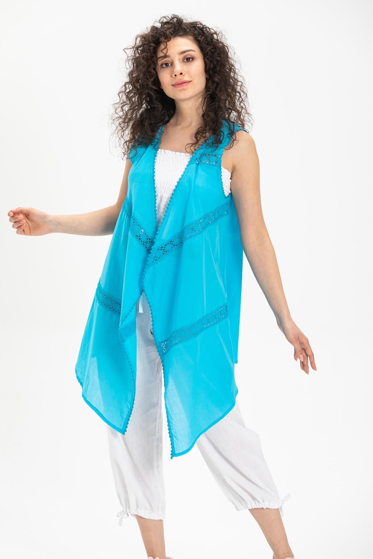 Kumsal Voile Vest Turquoise