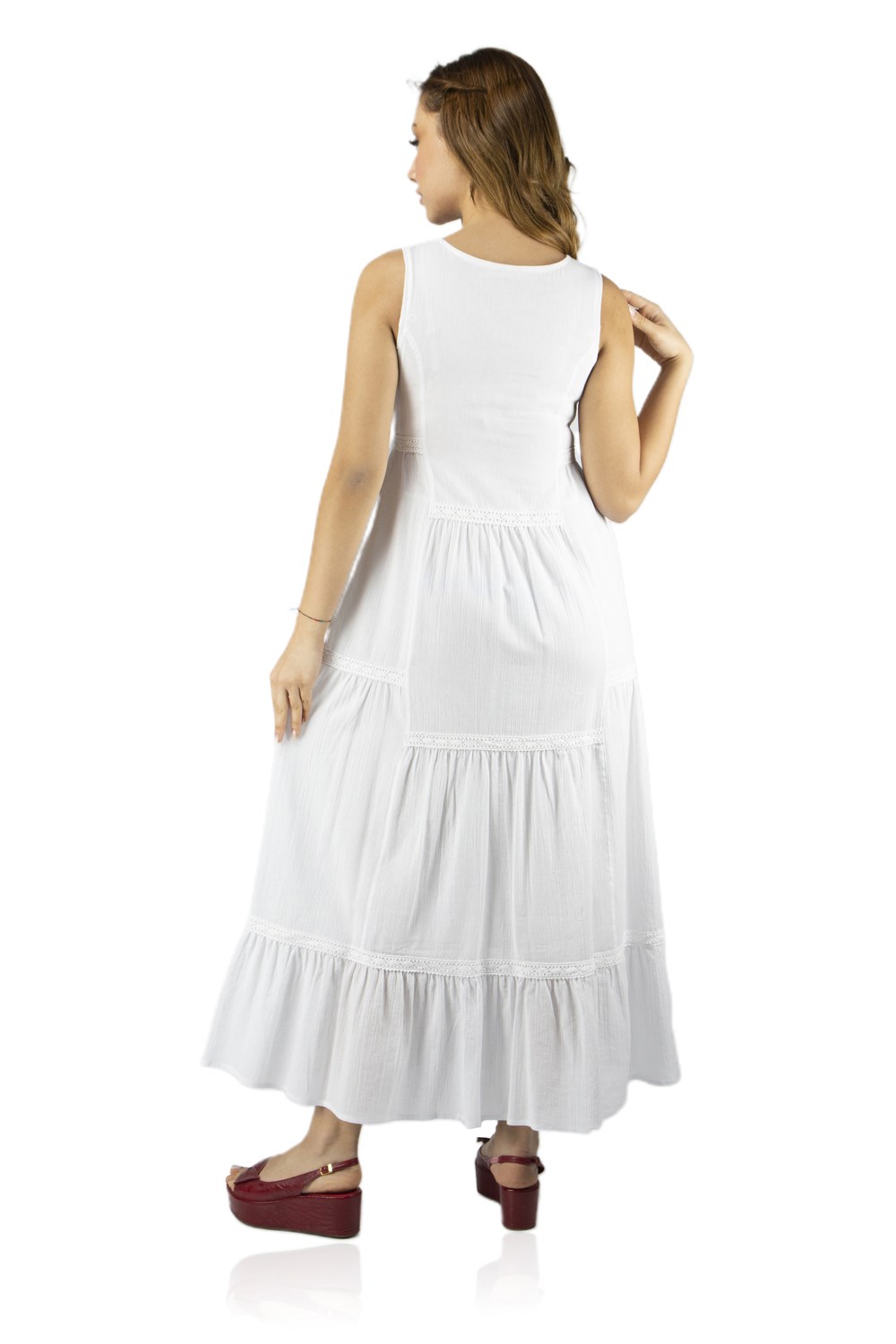 Nefes Şile Bezi Elbise Beyaz | silemoda.com