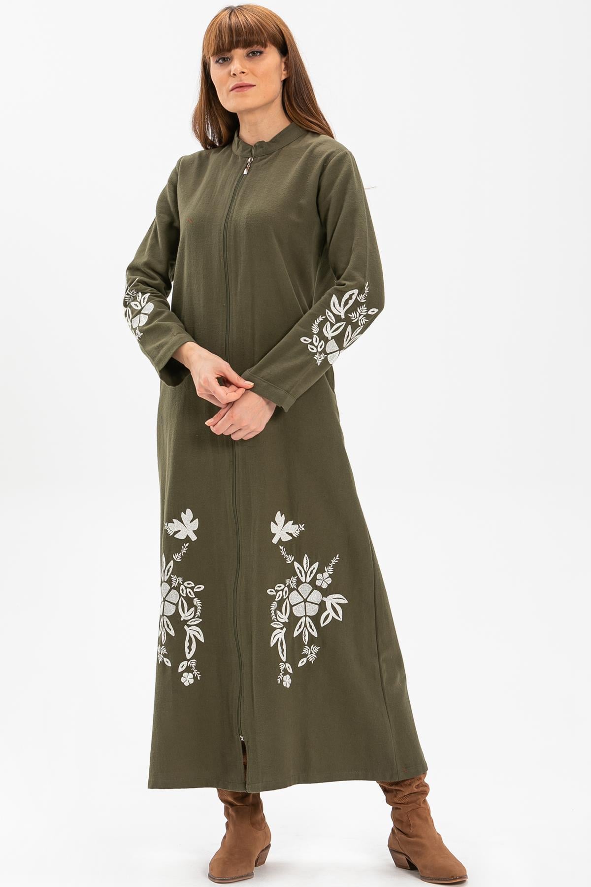 Nisa Flannel Abaya Khaki