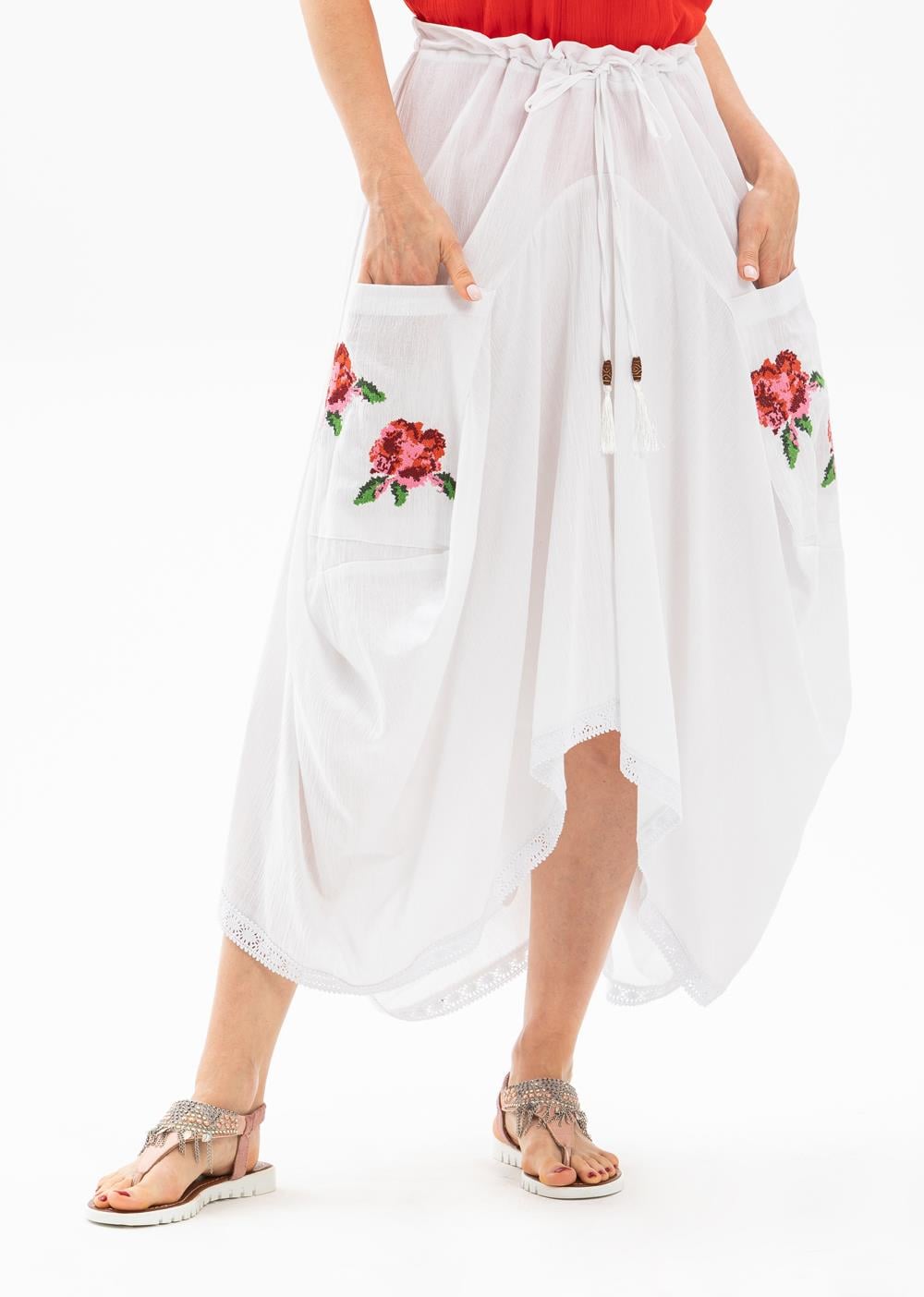 Rumeli Sile Fabric Skirt White