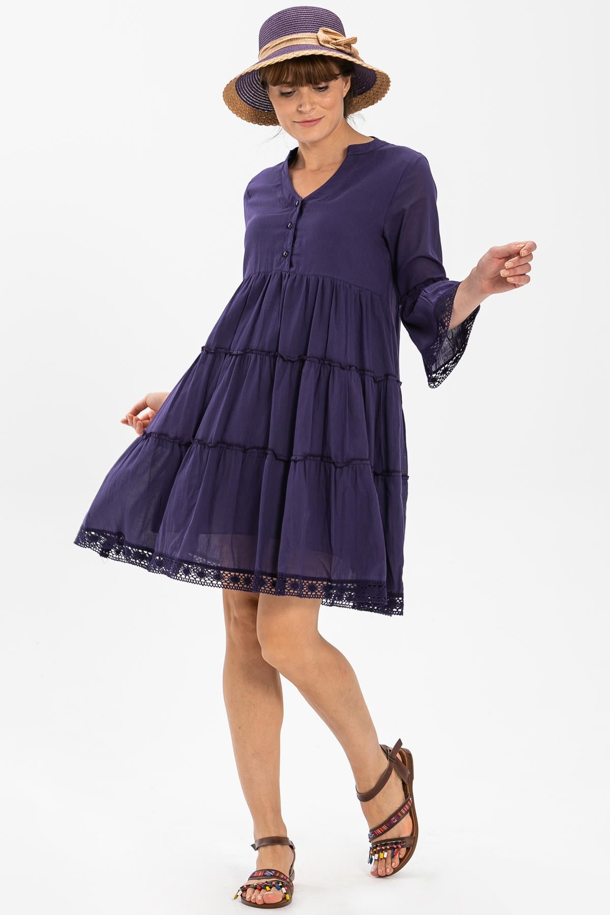 Şeyma Voile Short Dress Purple