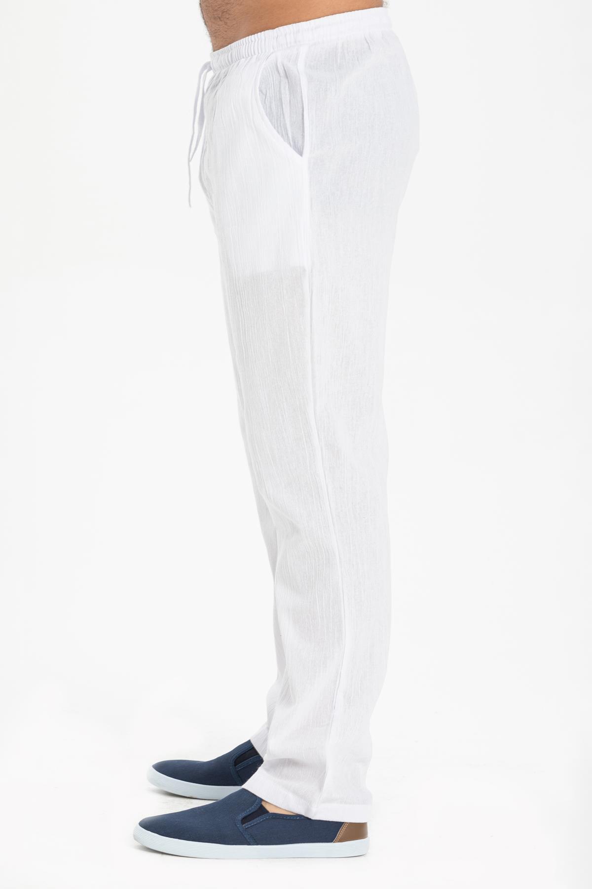 Şile Bezi Cepli Erkek Pantolon Beyaz | silemoda.com