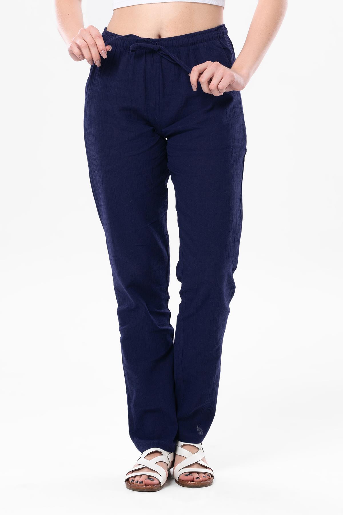 Şile Bezi Çift Cepli Unisex Yazlık Pantolon Mor Mor