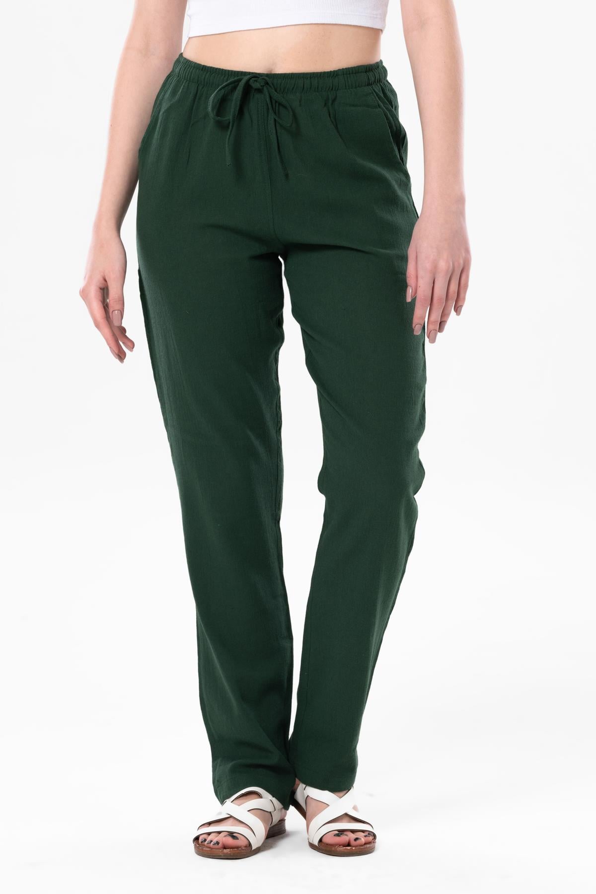 Şile Bezi Çift Cepli Unisex Yazlık Pantolon Yeşil Ysl