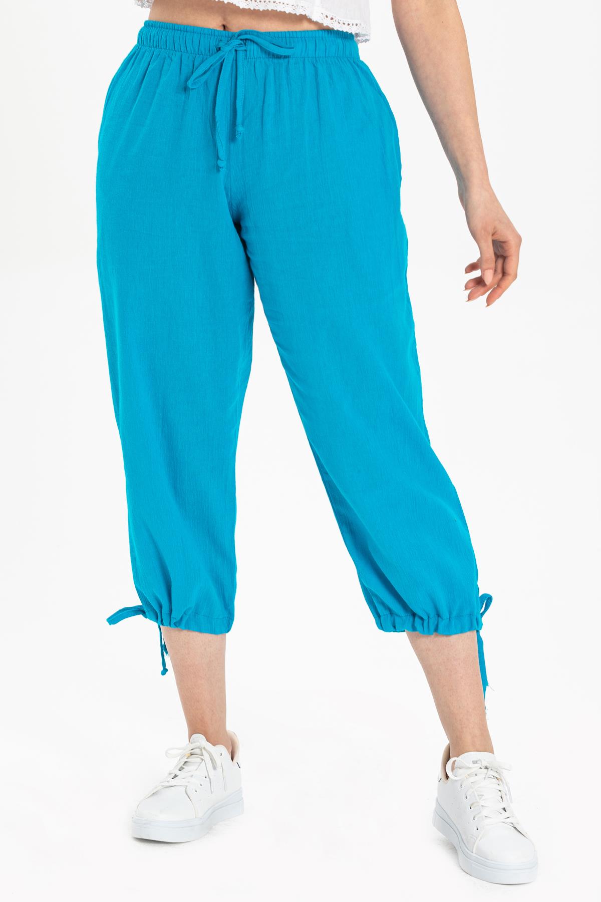 Sile Fabric Women Capri Turquoise
