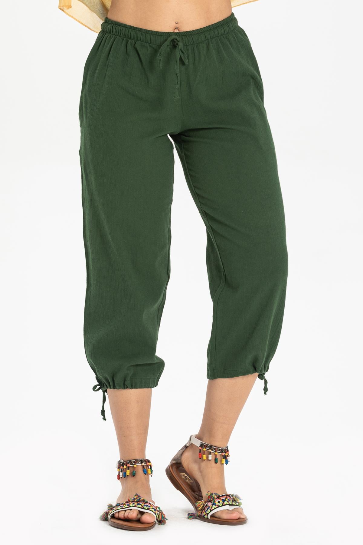 Sile Fabric Women Capri Green