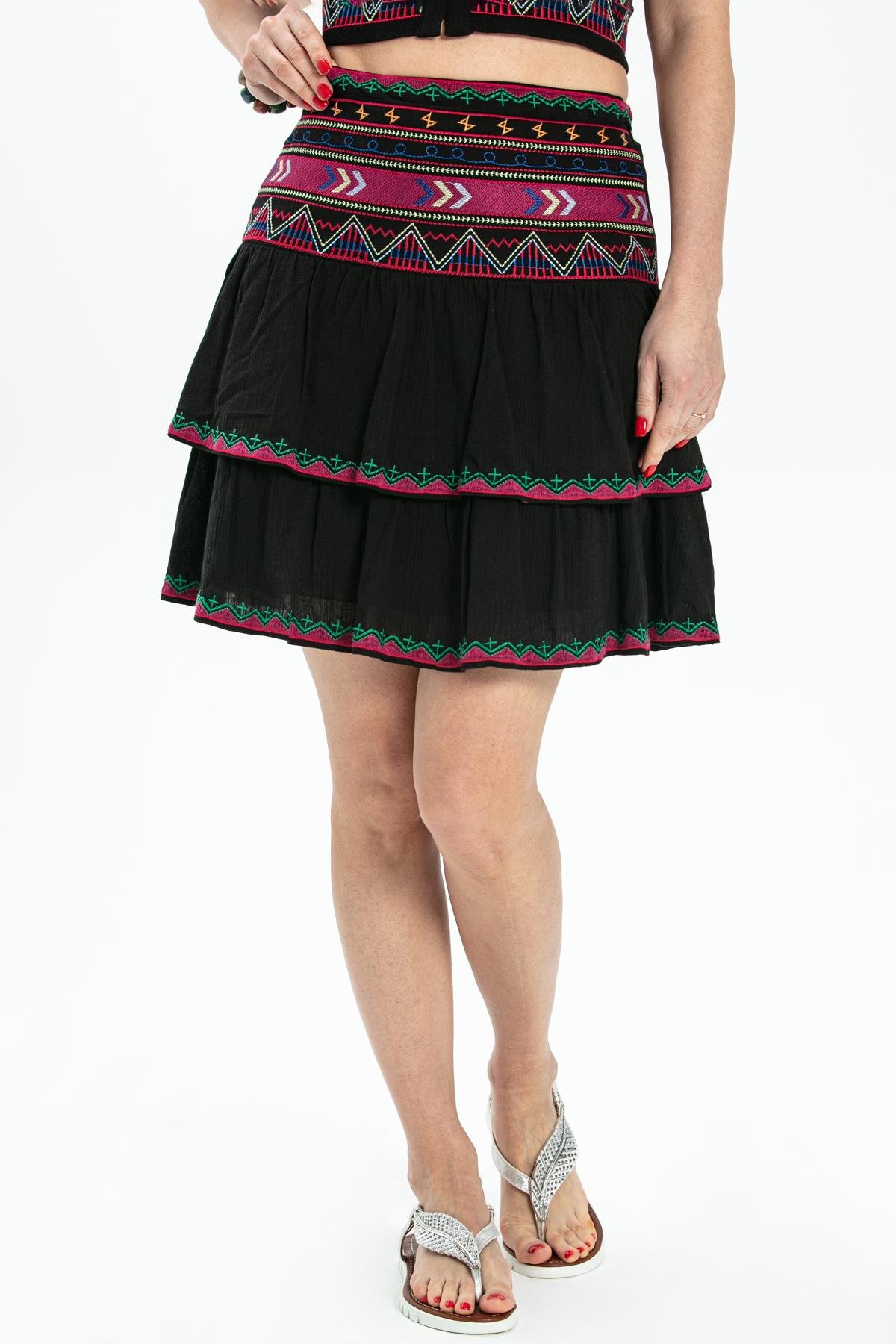 Şile Fabric Latin Mini Skirt Black