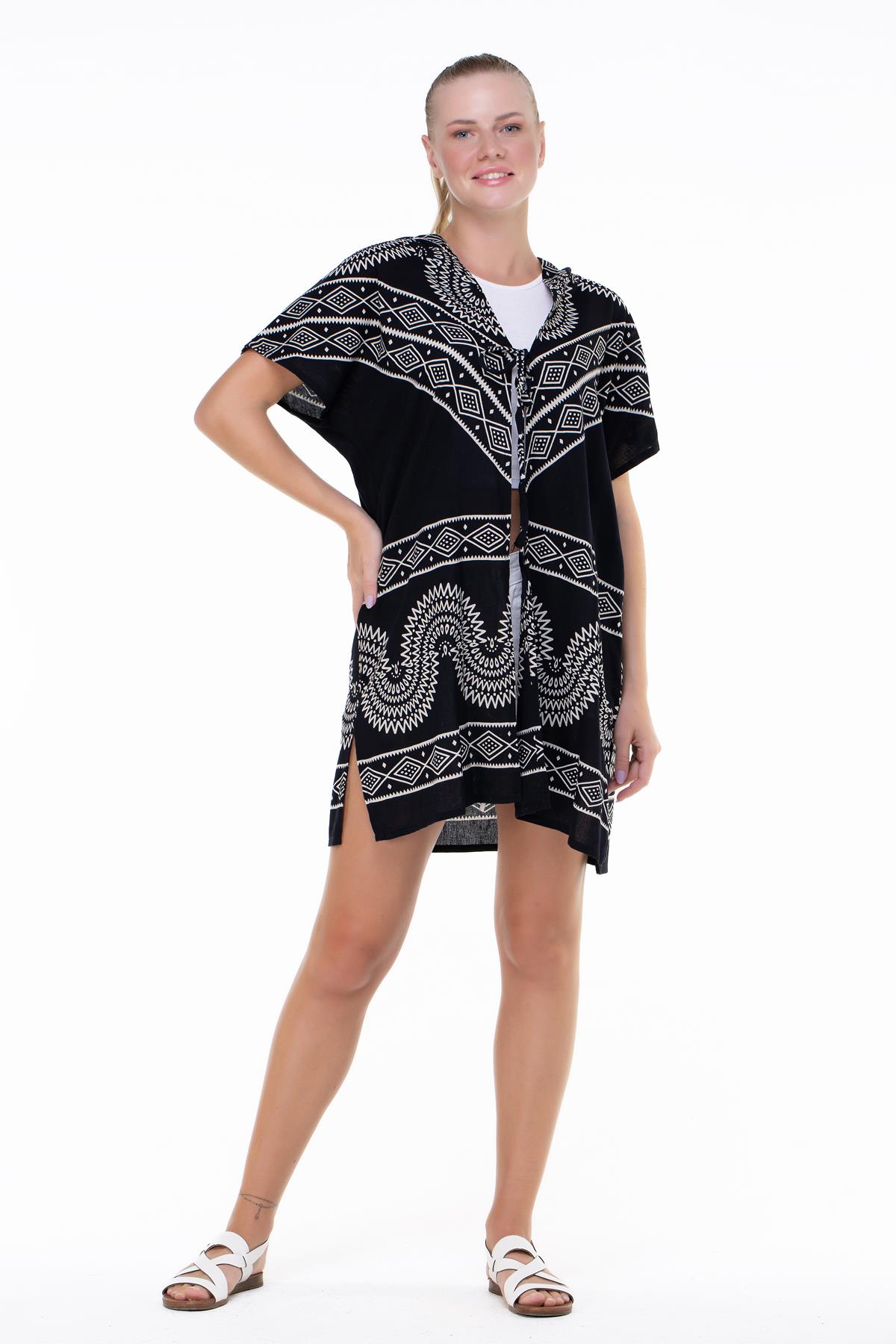 Rock Kid's Hooded Cotton Diamond Pattern Black