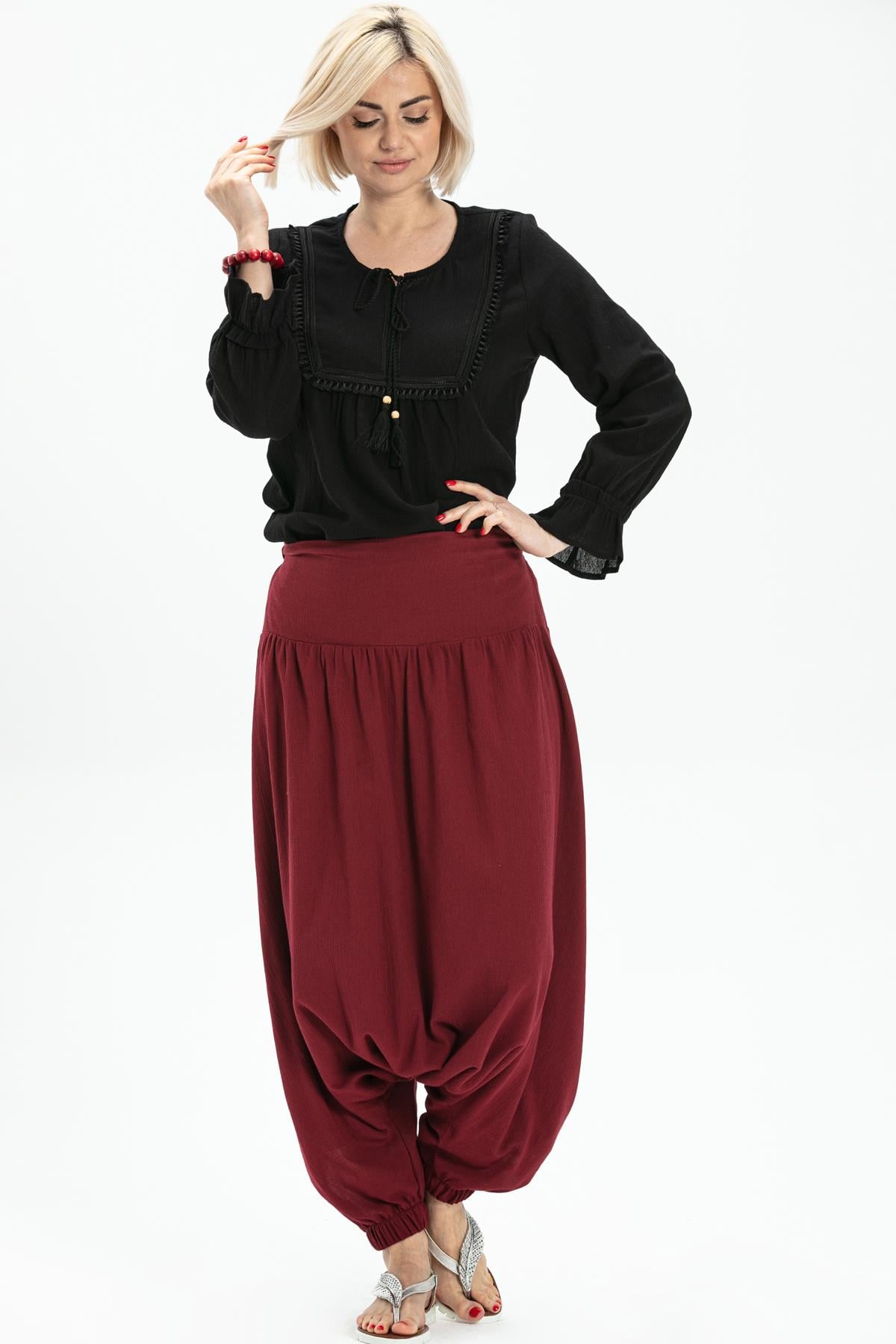 Sile Fabric Zeybek Shalwar Burgundy
