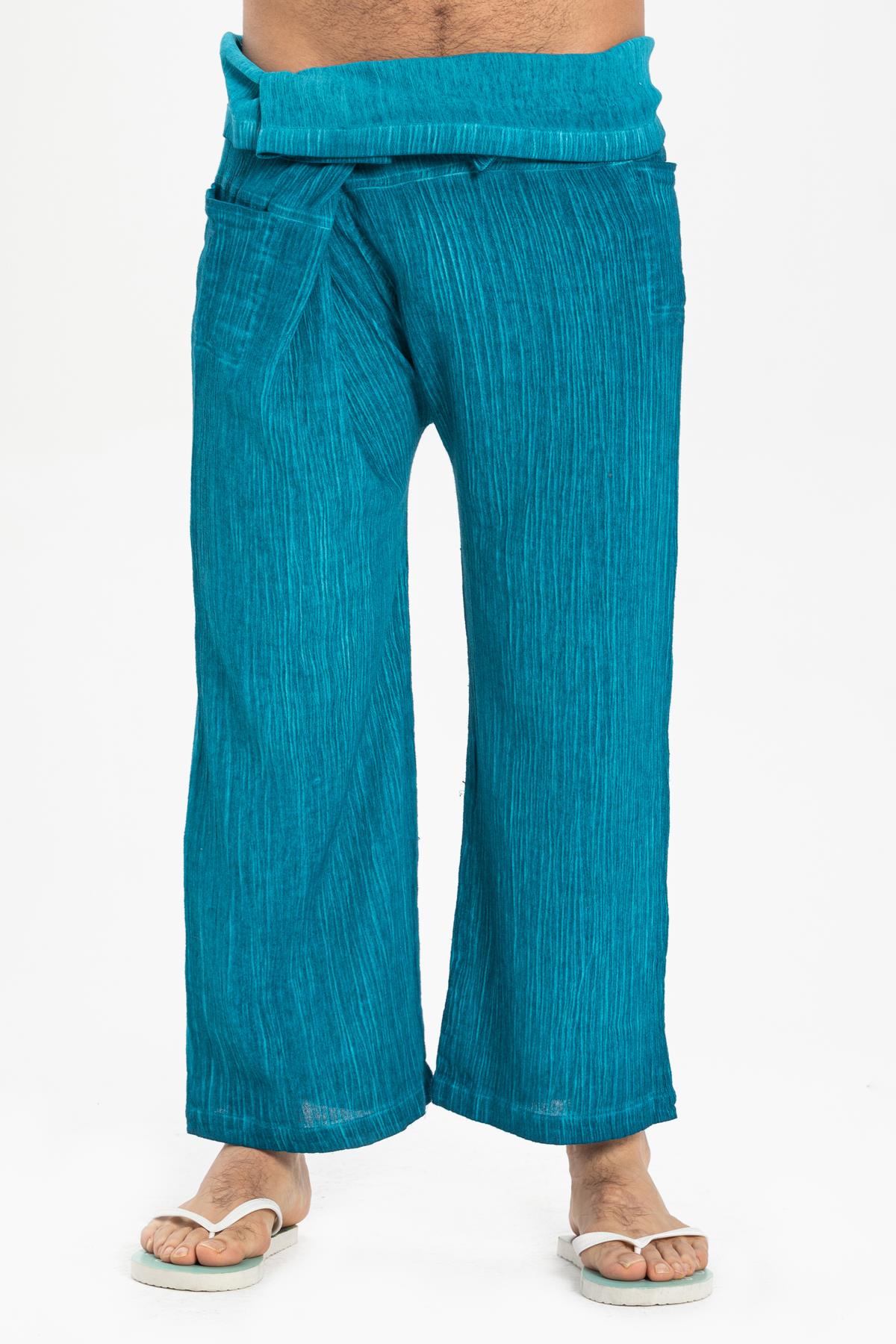 Unisex Şile Bezi Balıkçı Pantolon Turkuaz Trkz