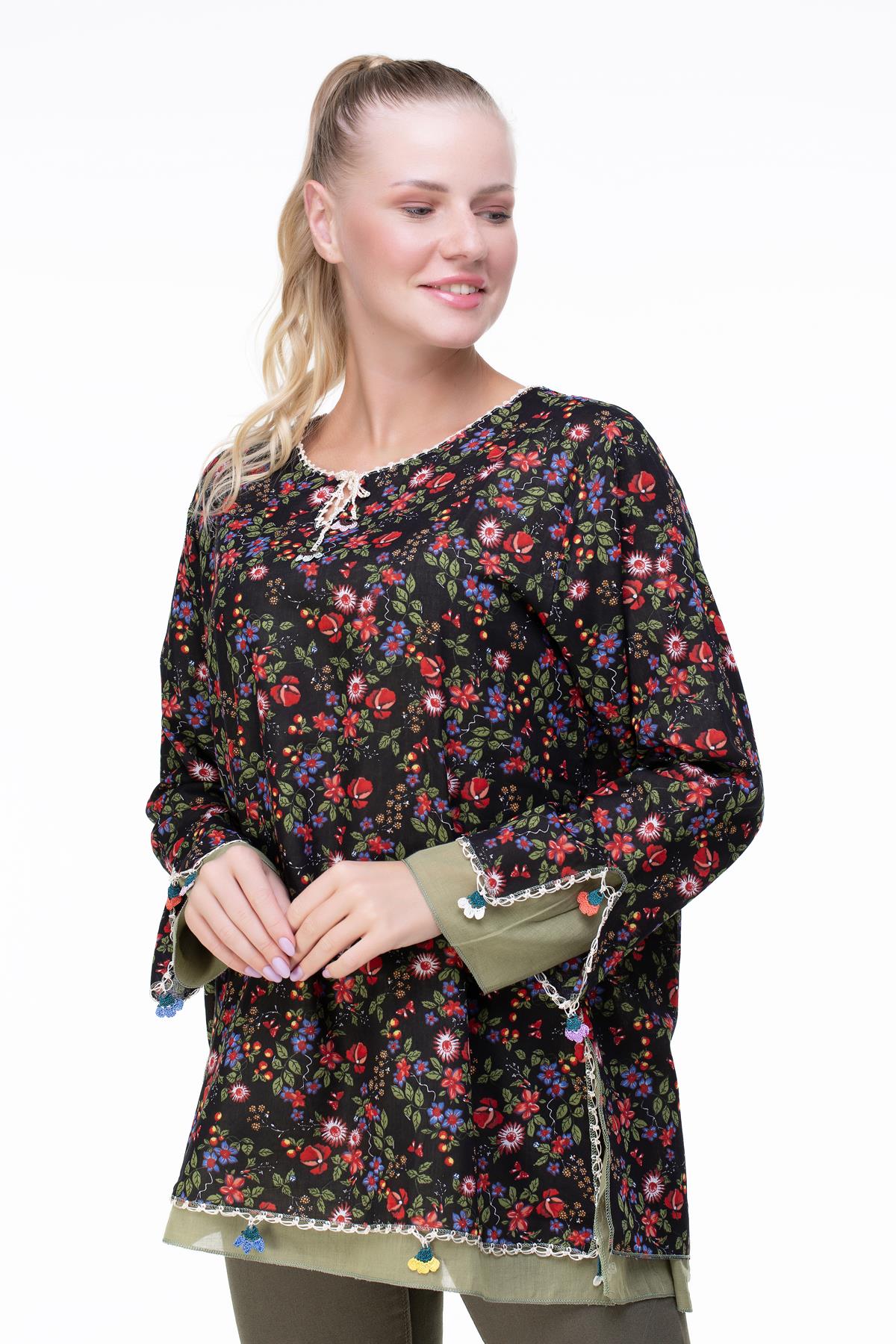 Uzun Kol Ceyda Vual Bluz Siyah 6162