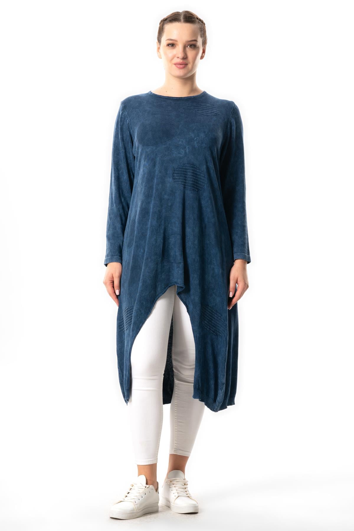 Long Sleeve Chisel Fall and Winter Sweater Tunic Indigo