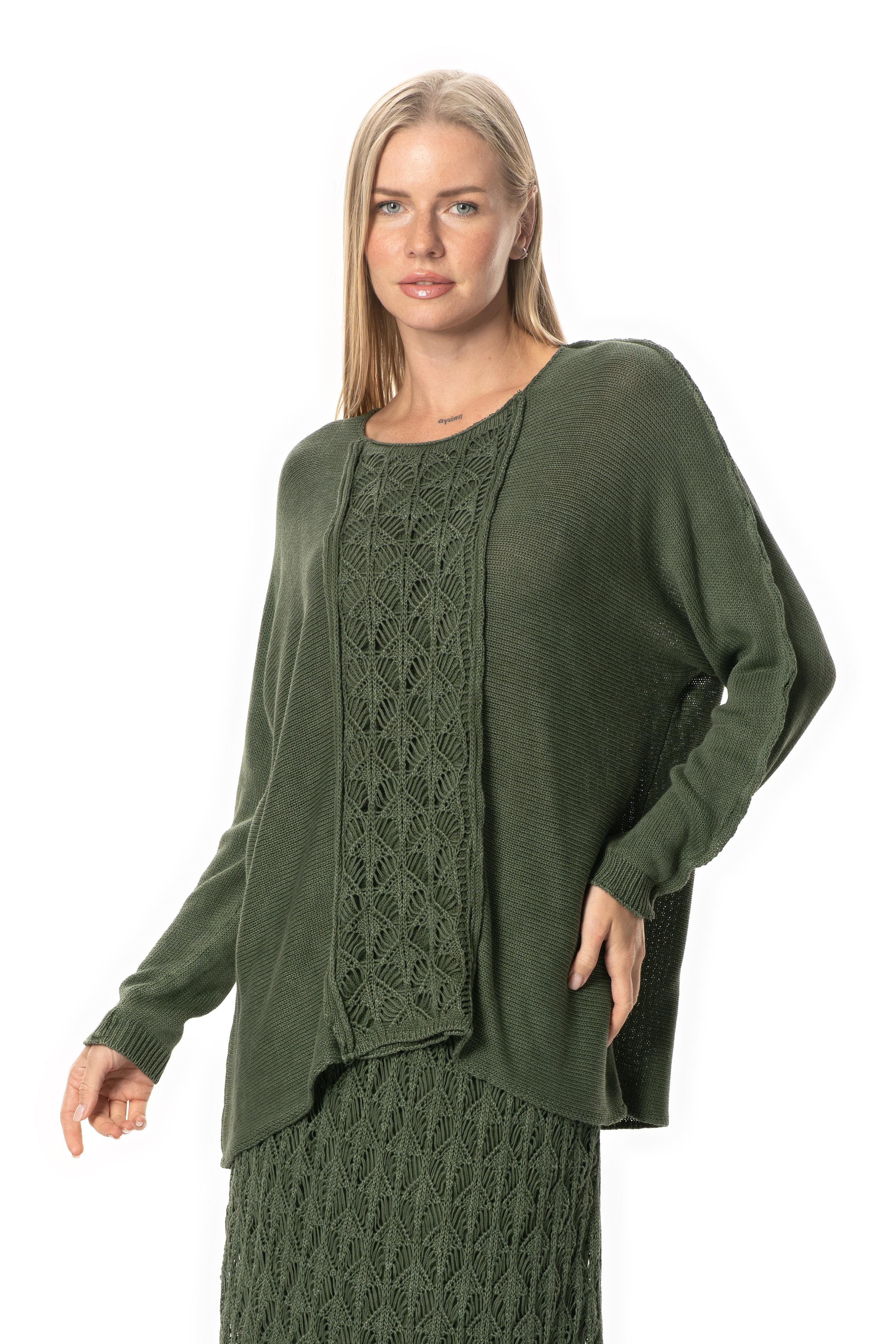 Uzun Kol Elvan Sonbahar ve Kışlık Triko Bluz Haki Hk