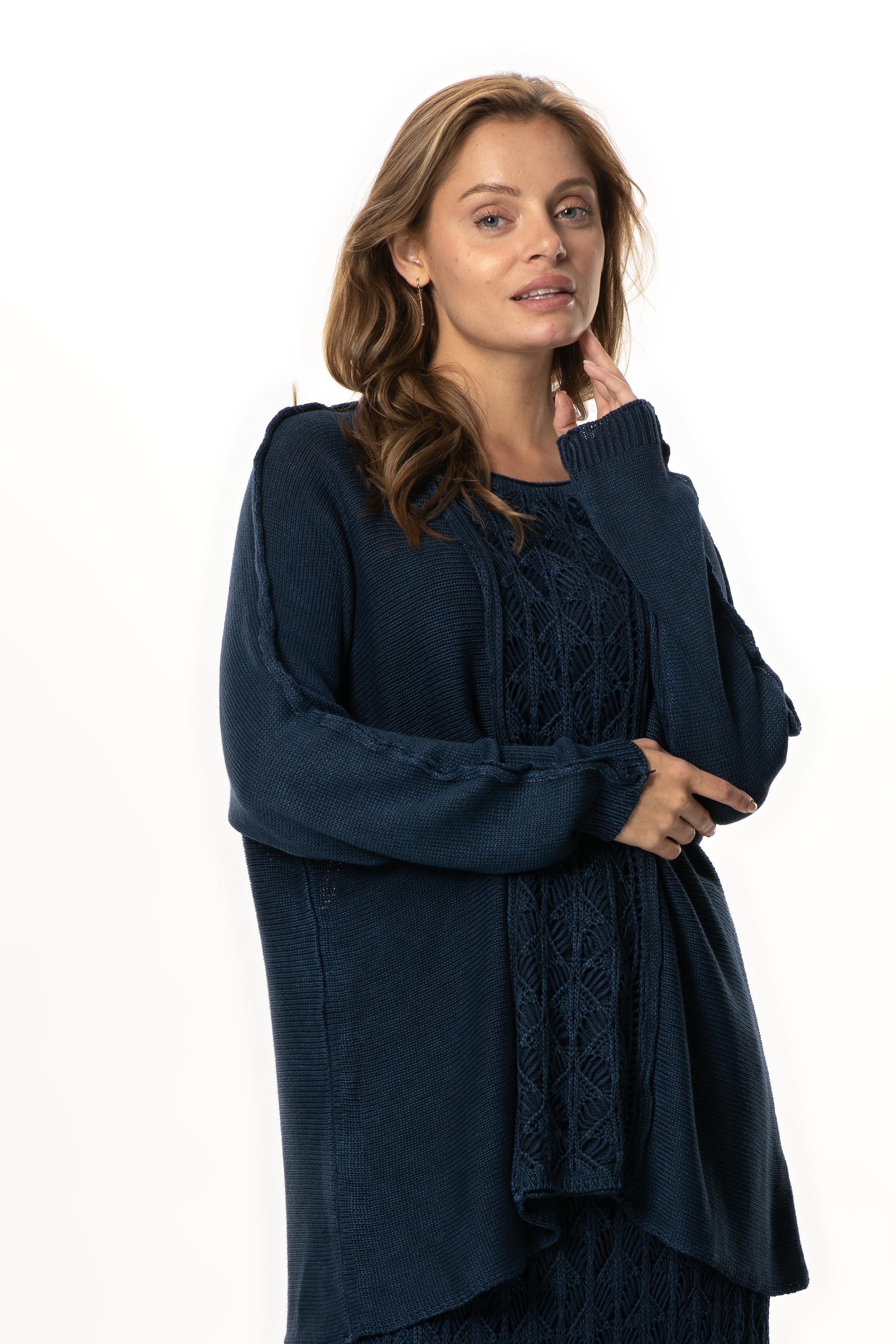 Uzun Kol Elvan Sonbahar ve Kışlık Triko Bluz Lacivert Lcvt