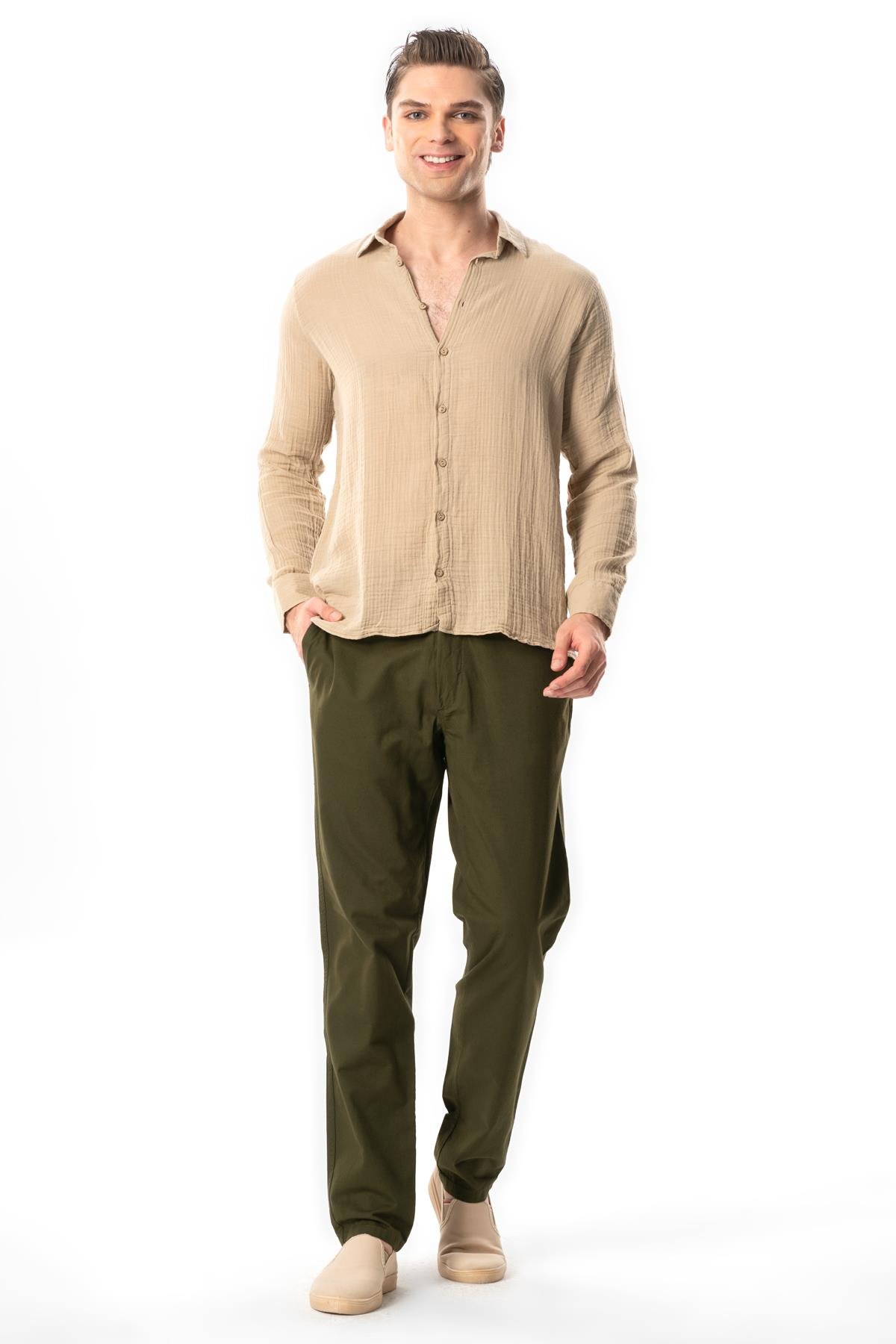 Long Sleeve Muslin Summer Men's Shirt Mink 