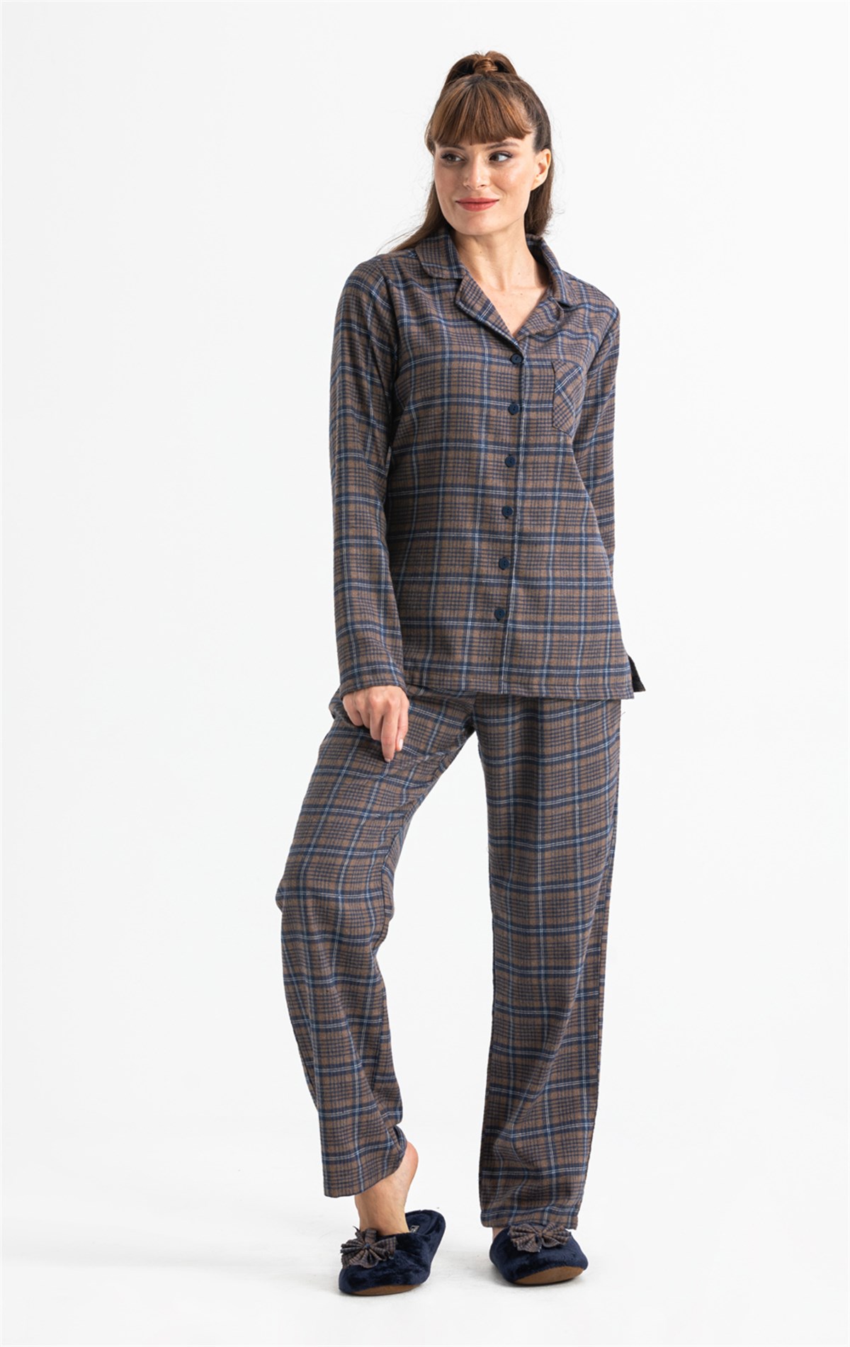 Pajama Flannel Set Brown | silemoda.com