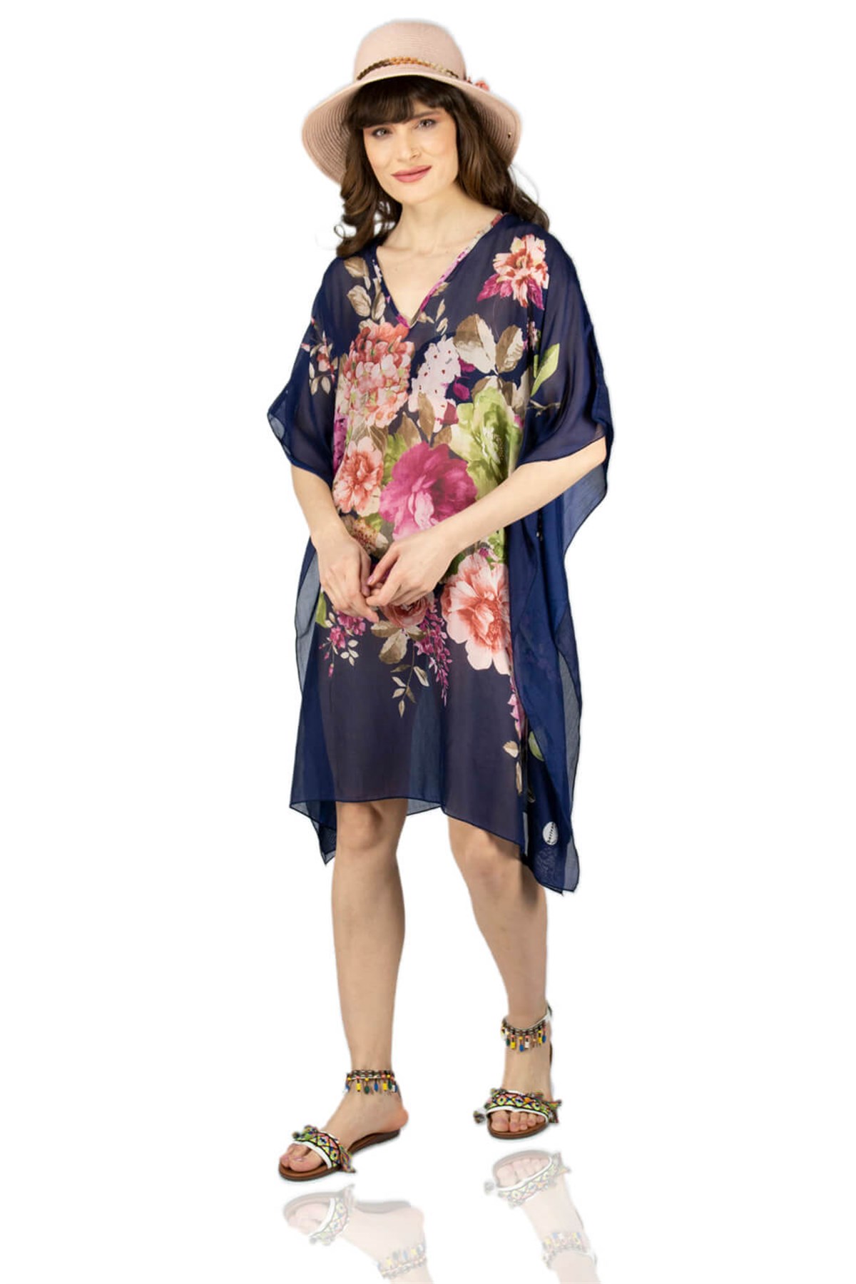 Verda Tunik Buket Desen Lacivert
