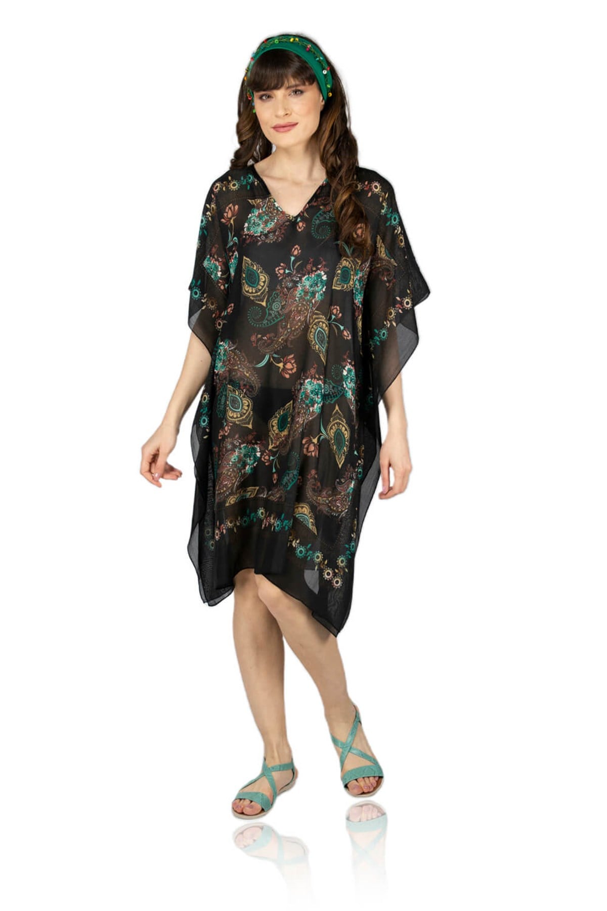 Verda Tunik Otantik Desen Siyah