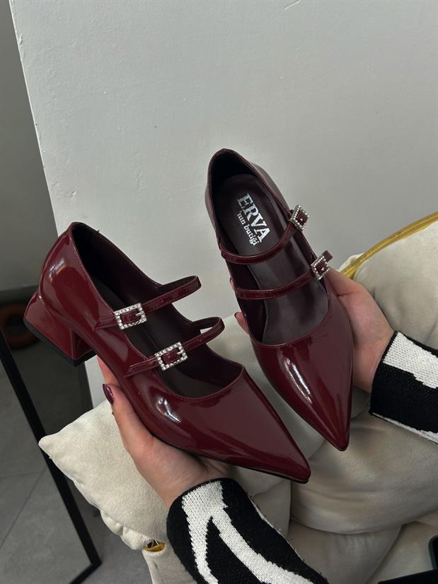 Bordo Rugan (Viola) Toka Detay Kadın Babet