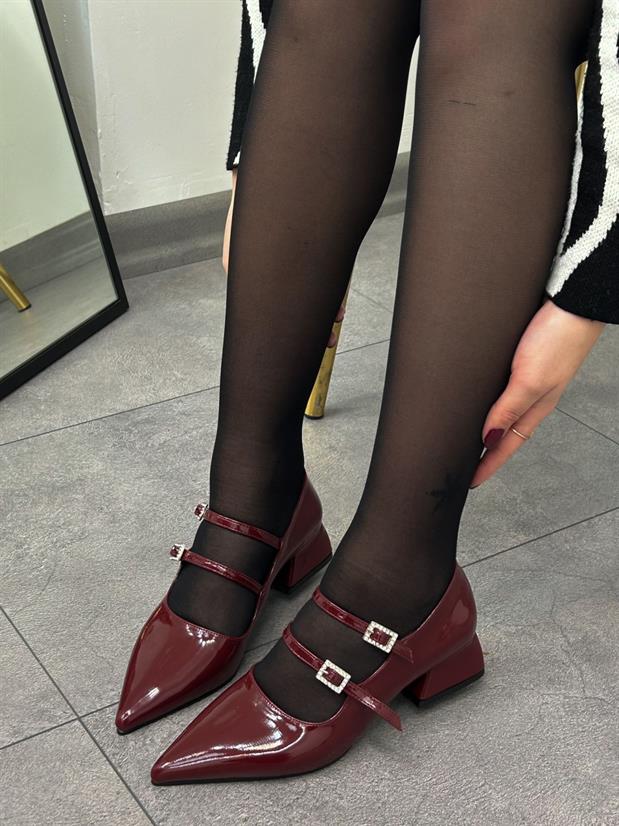 Bordo Rugan (Viola) Toka Detay Kadın Babet