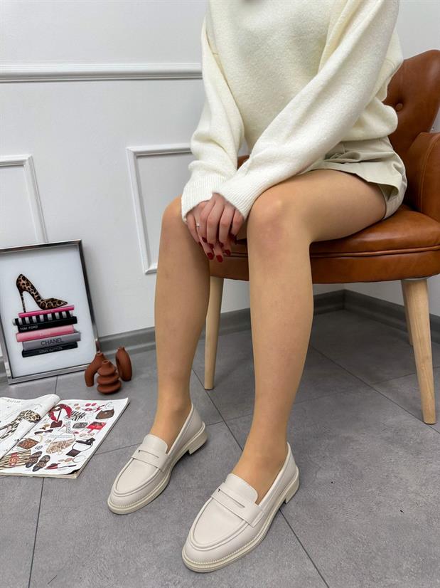 Bej Cilt( Elsa)  Ortopedik Taban Kadın Loafer