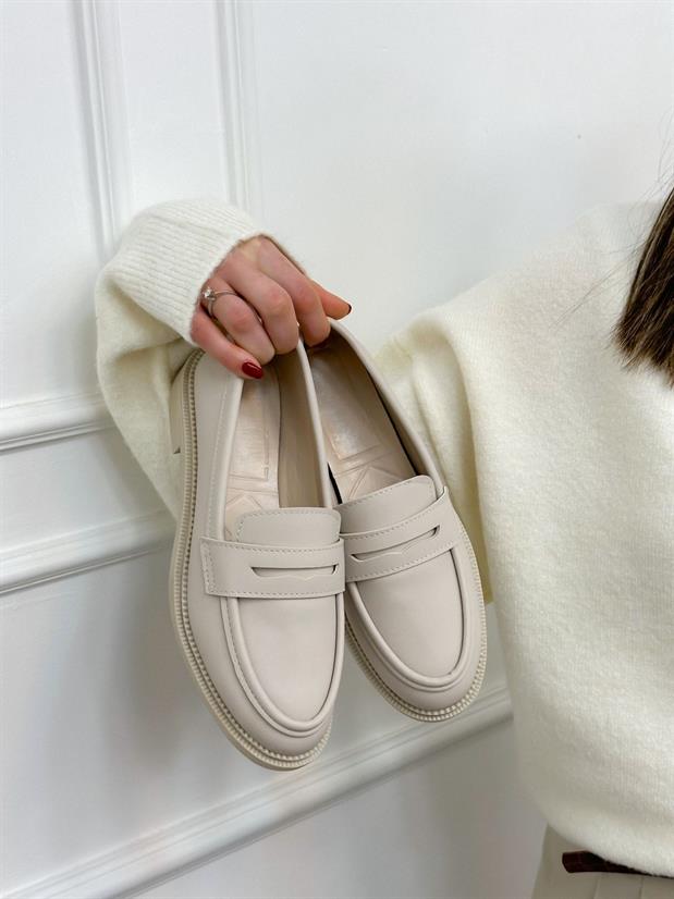 Bej Cilt( Elsa)  Ortopedik Taban Kadın Loafer