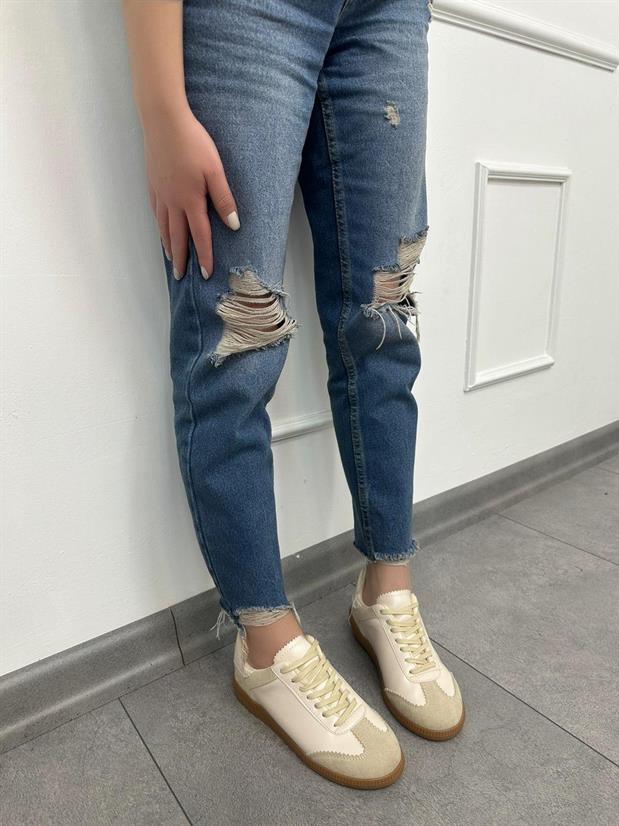 Bej Cilt (Greece) Kadın Bağcıklı Sneakers