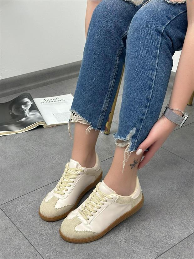 Bej Cilt (Greece) Kadın Bağcıklı Sneakers