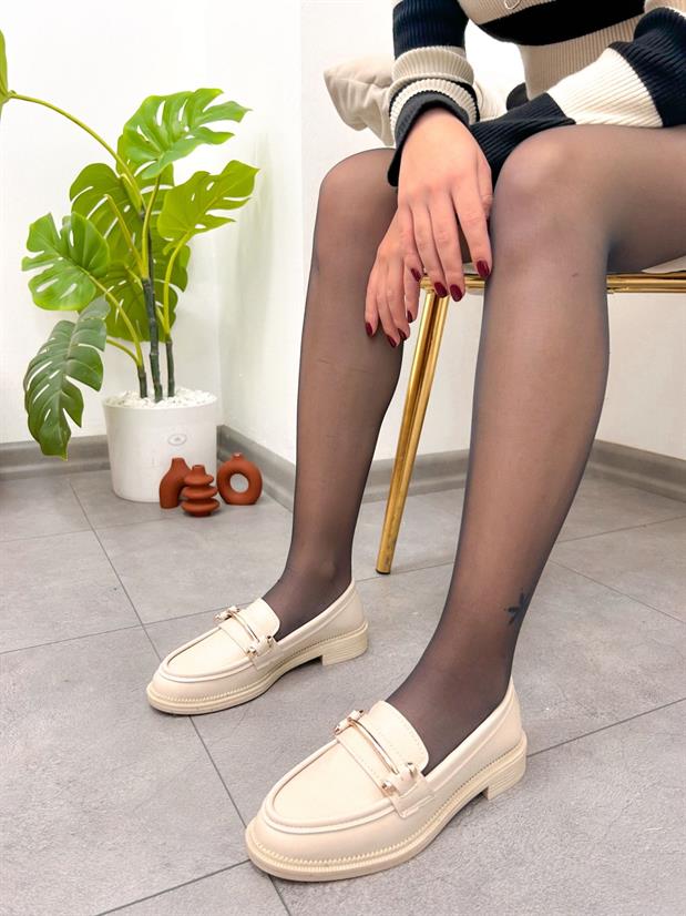 Bej Cilt (Marta) Ortopedik Taban Kadın Loafer