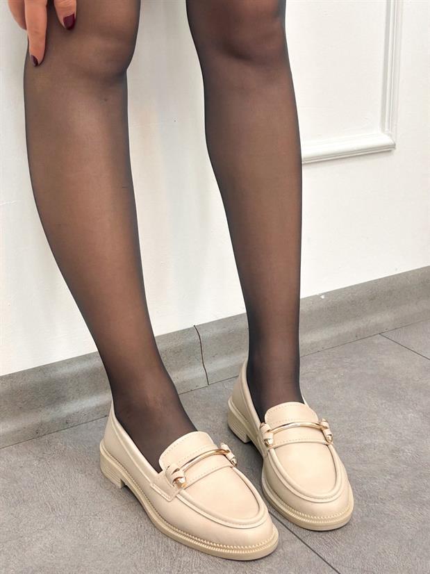 Bej Cilt (Marta) Ortopedik Taban Kadın Loafer