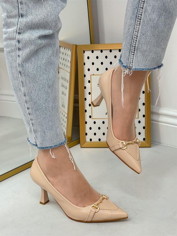 Bej Cilt (MossCross) Toka Detay Kadın Stiletto