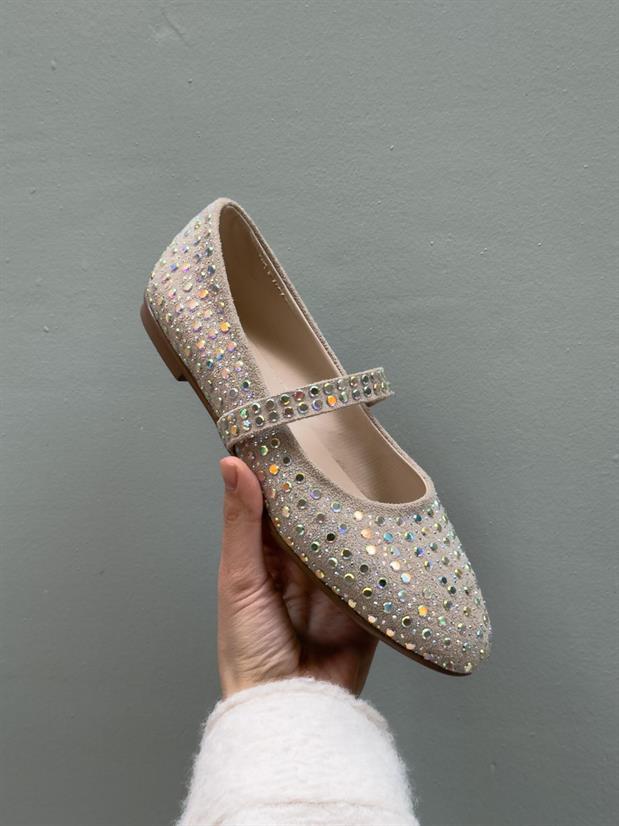 Bej Süet (Keith) Taş Detay Kadın Babet