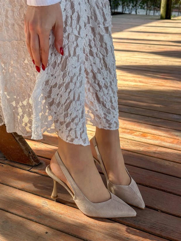 Bej Süet (Ketty) Kadın Topuklu Stiletto