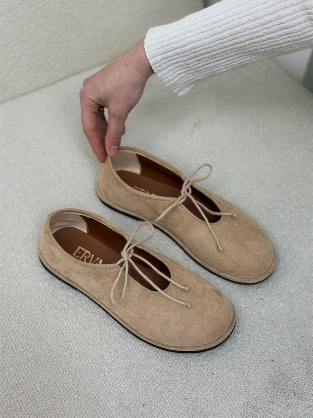 Bej Süet (Tinky) Bağlama Detay Kadın Günlük Ayakkabı
