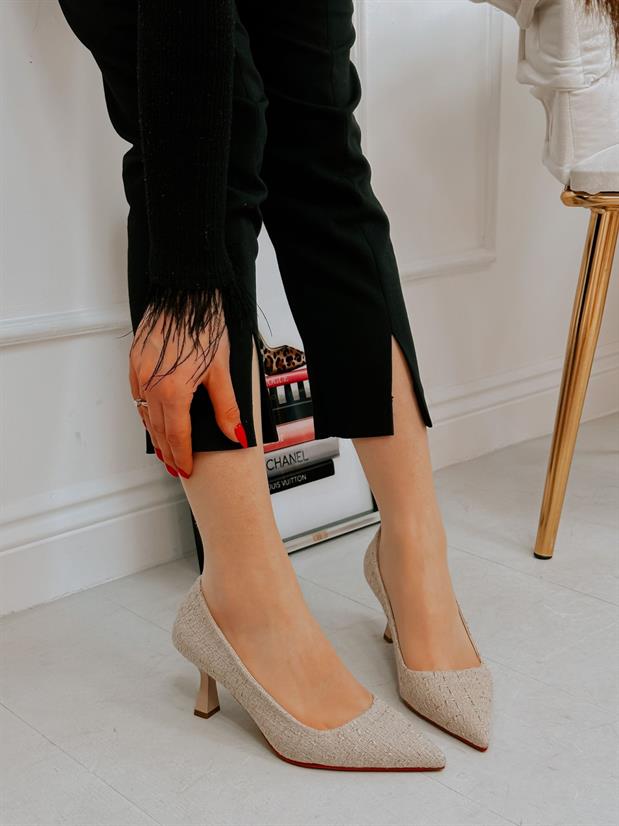 Bej Tüvit (Freda) Kadın Stiletto