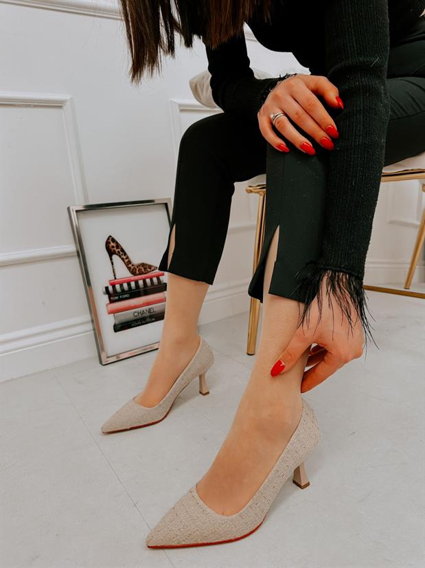 Bej Tüvit (Freda) Kadın Stiletto