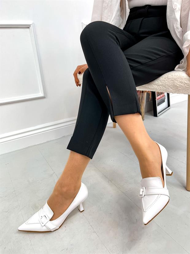 Beyaz Cilt (Kahlo) Toka Detay Kadın Stiletto