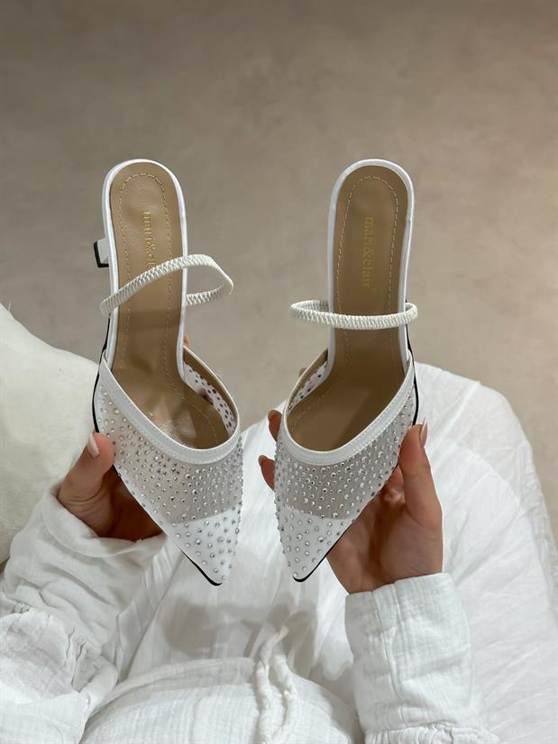 Beyaz File (Wedding) Taş Detaylı Kadın Stiletto