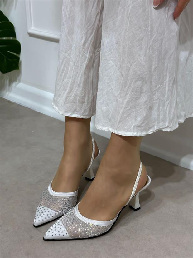 Beyaz File (Wedding) Taş Detaylı Kadın Stiletto
