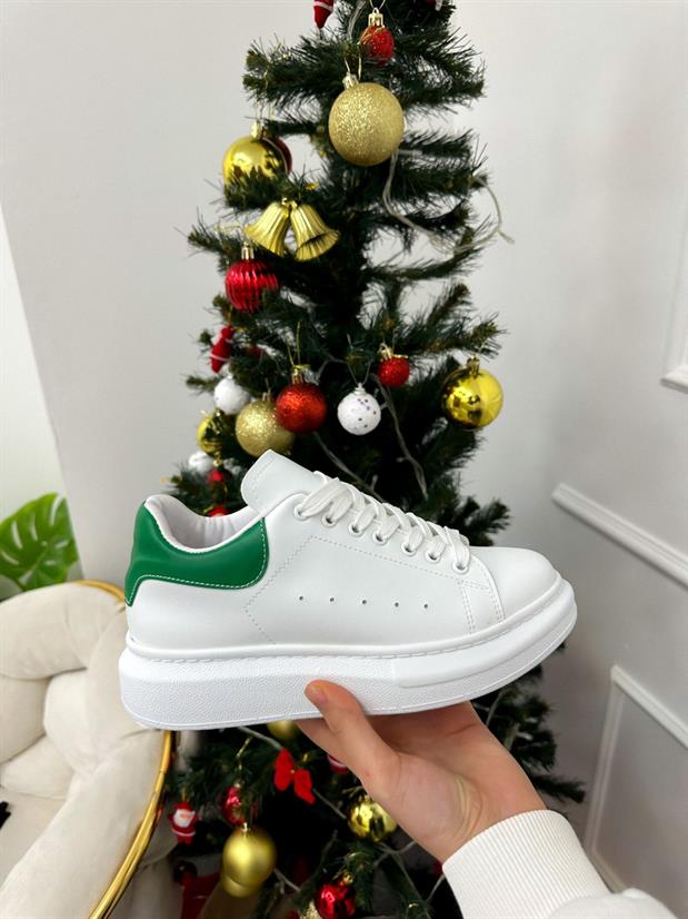 Beyaz Yeşil (Queen) Kadın Bağcıklı Sneakers