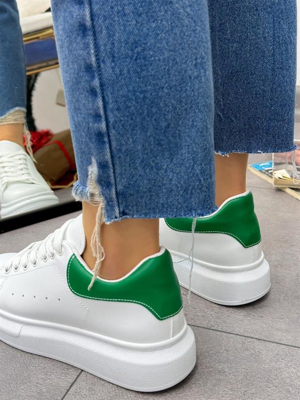 Beyaz Yeşil (Queen) Kadın Bağcıklı Sneakers