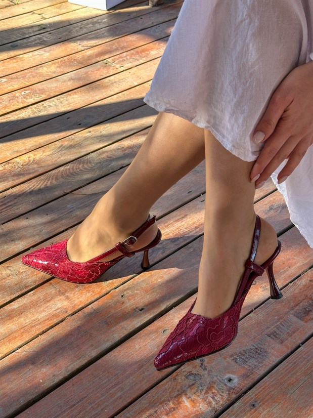 Bordo Dantelli (Slow) Topuklu Kadın Stiletto