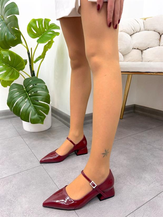 Bordo Rugan (Kylie) Kadın Topuklu Ayakkabı