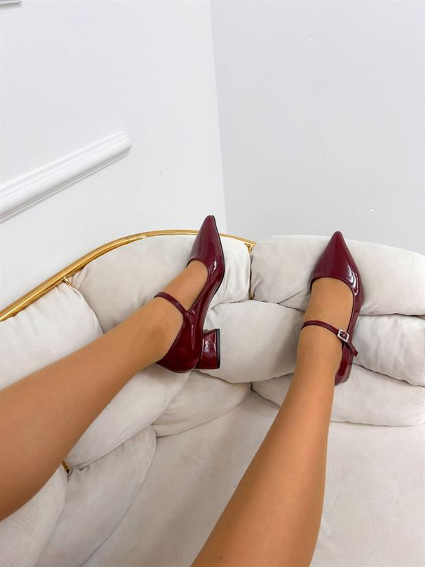 Bordo Rugan (Kylie) Kadın Topuklu Ayakkabı