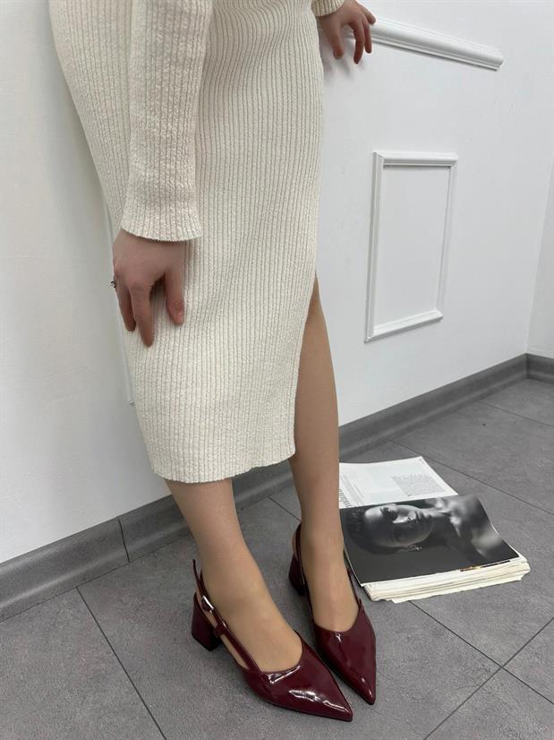 Bordo Rugan (Michell) Kadın Topuklu Ayakkabı