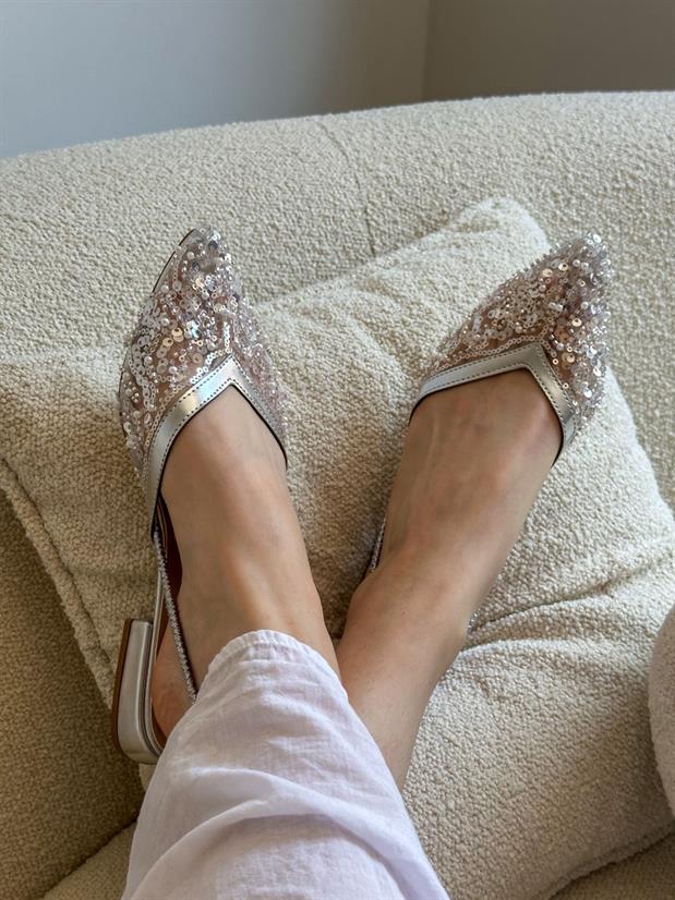 Gümüş (Bride Mini ) Boncuk Detay Kadın Babet