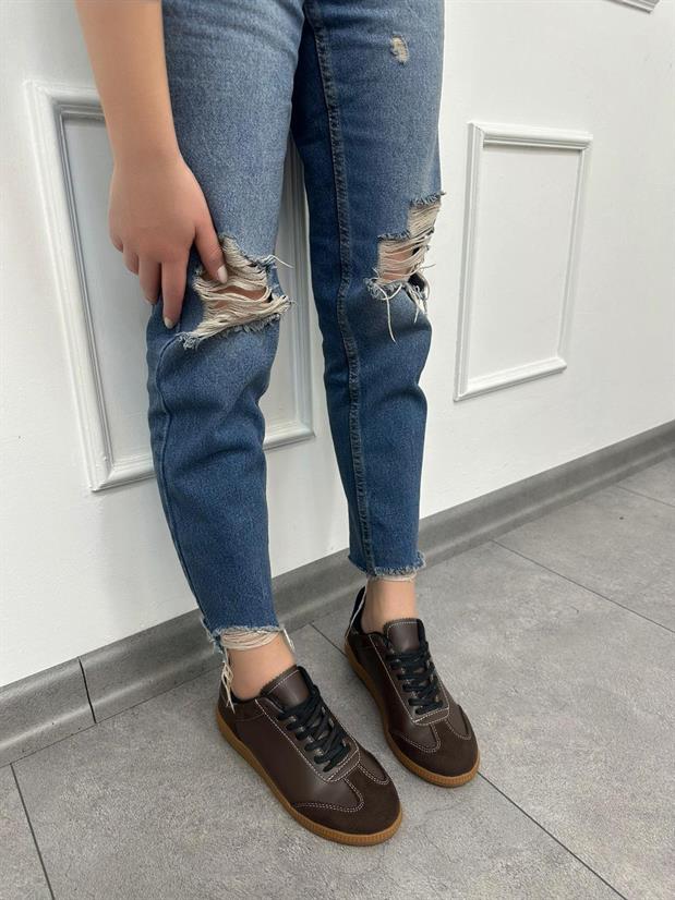 Kahve Cilt (Greece) Kadın Bağcıklı Sneakers